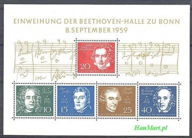 Znaczek Niemcy 1959 Mi bl 2 Czyste **