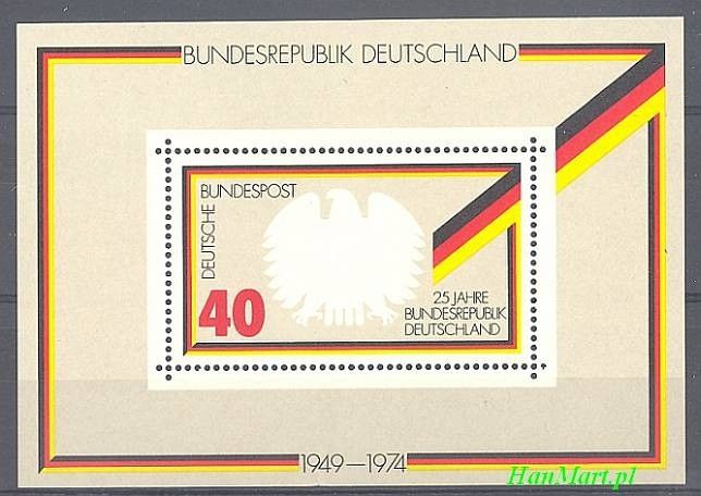 Znaczek Niemcy 1974 Mi bl 10 Czyste **