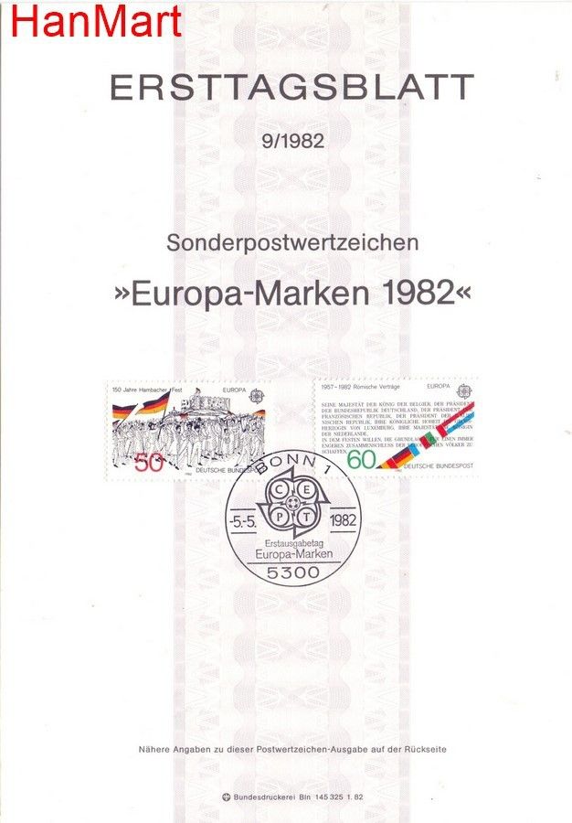 Znaczek Niemcy 1982 Pierwszy dzień wydania