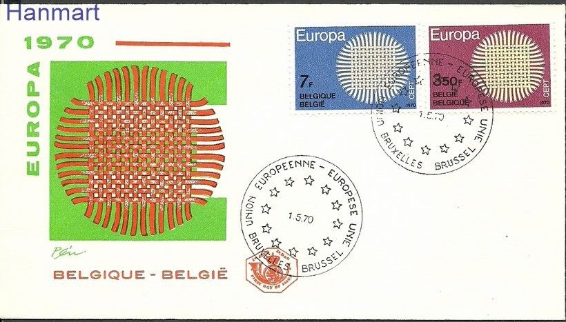 Znaczek Belgia 1970 Mi 1587-1588c FDC