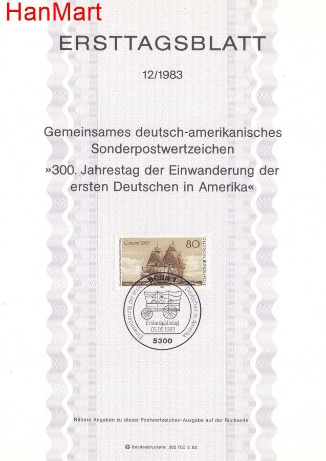 Znaczek Niemcy 1983 Pierwszy dzień wydania