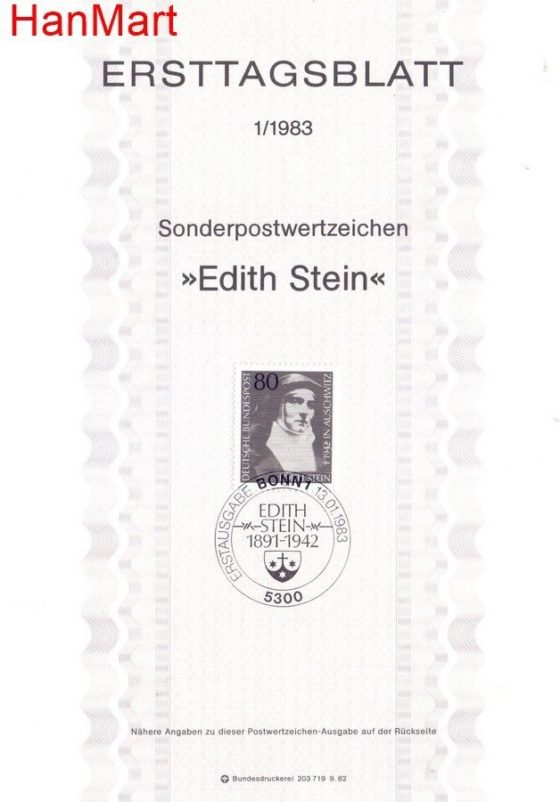 Znaczek Niemcy 1983 Pierwszy dzień wydania