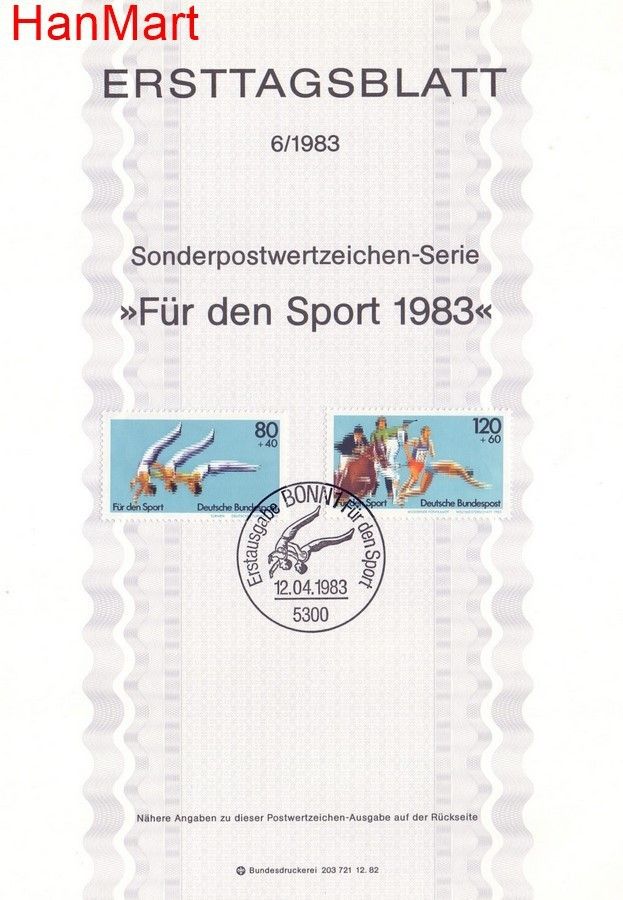 Znaczek Niemcy 1983 Pierwszy dzień wydania