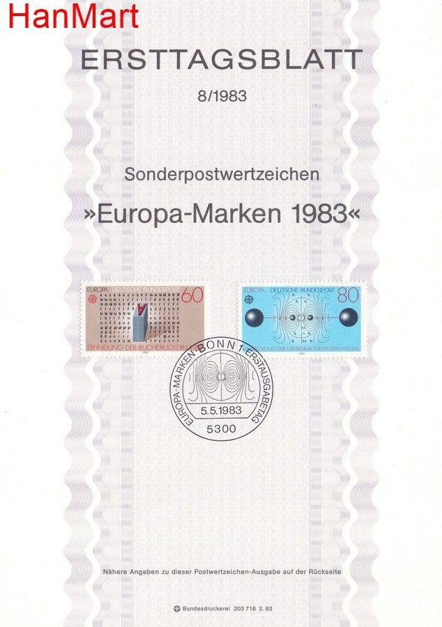 Znaczek Niemcy 1983 Pierwszy dzień wydania