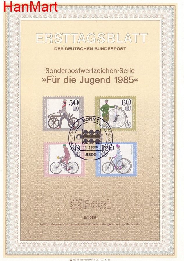 Znaczek Niemcy 1985 Pierwszy dzień wydania
