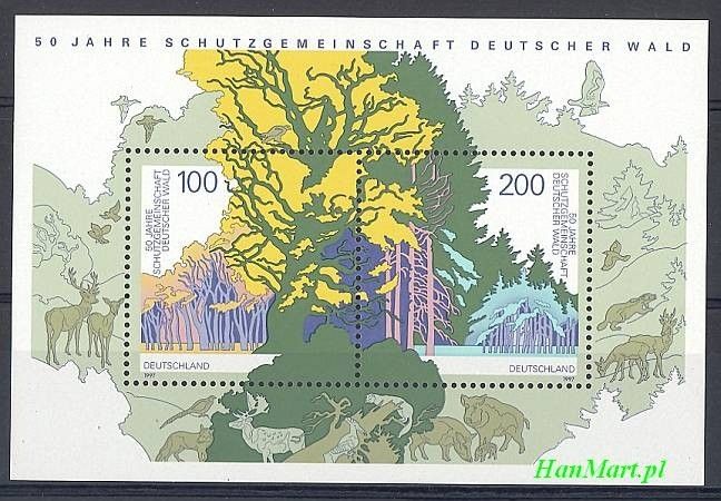 Znaczek Niemcy 1997 Mi bl 38 Czyste **