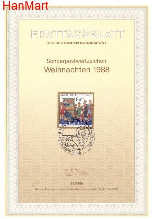 Znaczek Niemcy 1988 Pierwszy dzień wydania