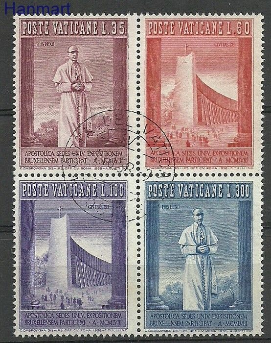 Znaczek Watykan 1958 Mi vie292-295 Stemplowane