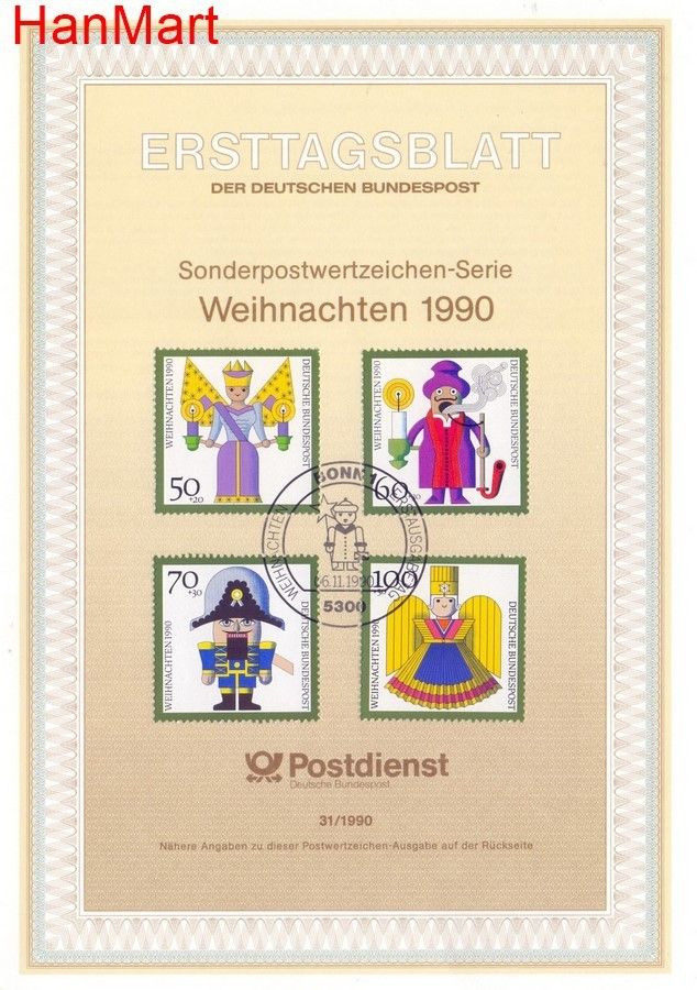 Znaczek Niemcy 1990 Pierwszy dzień wydania