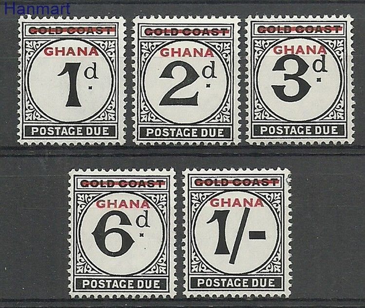 Znaczek Ghana 1958 Mi por1-5 Z podlepką *