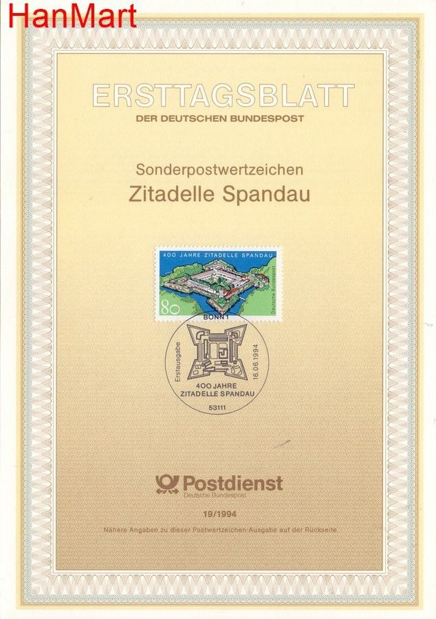 Znaczek Niemcy 1994 Pierwszy dzień wydania