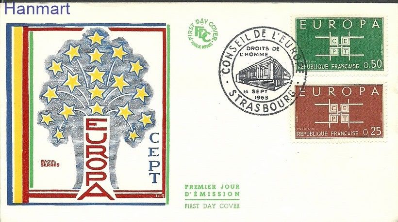 Znaczek Francja 1963 Mi 1450-1451 FDC