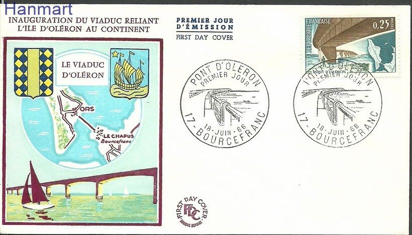 Znaczek Francja 1966 Mi 1551 FDC