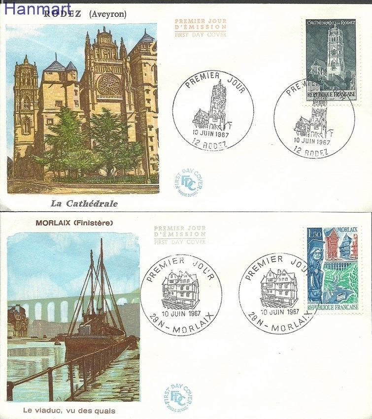 Znaczek Francja 1967 Mi 1585-1586 FDC
