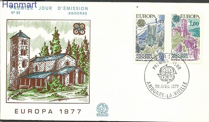 Znaczek Andora Francuska 1977 Mi 282-283 FDC