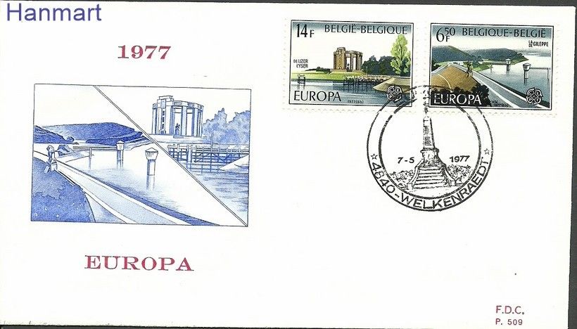 Znaczek Belgia 1977 Mi 1905-1906b FDC