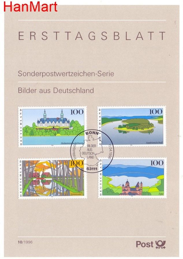 Znaczek Niemcy 1996 Pierwszy dzień wydania