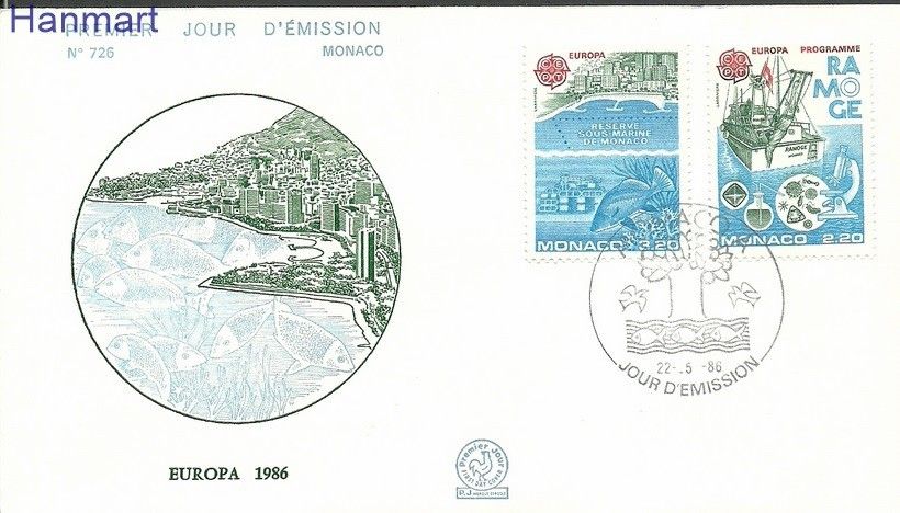Znaczek Monako 1986 Mi 1746-1747b FDC