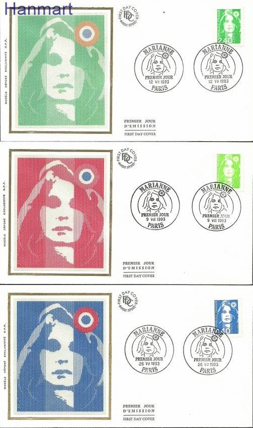 Znaczek Francja 1993 Mi S2965-2967 FDC