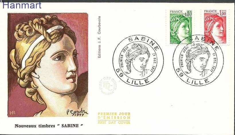 Znaczek Francja 1977 Mi 2057-2058Ay FDC
