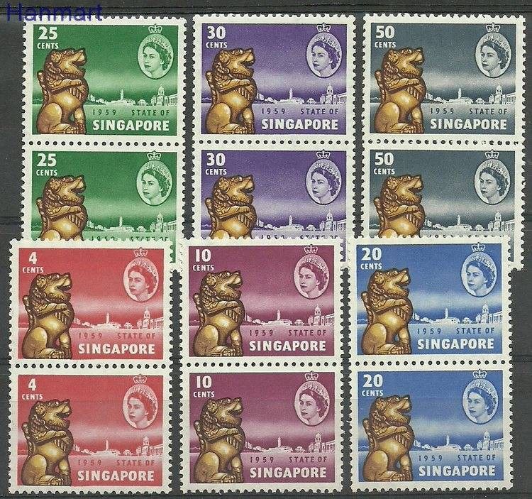 Znaczek Singapur 1959 Mi par43-48 Czyste **