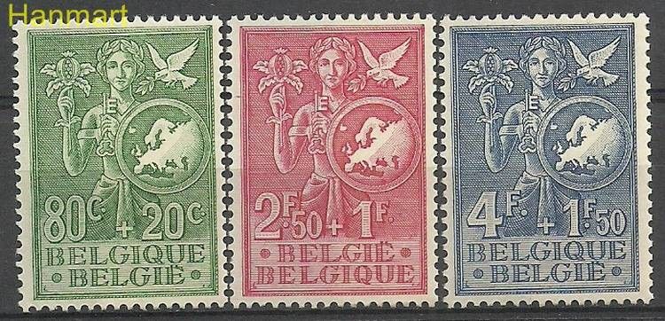 Znaczek Belgia 1953 Mi 976-978 Z podlepką *