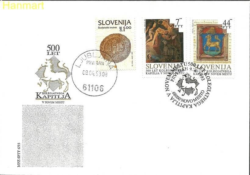 Znaczek Słowenia 1993 Mi 39+46-47 FDC