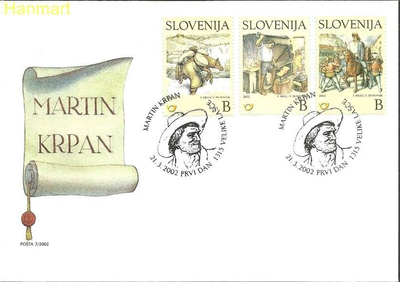 Znaczek Słowenia 2002 Mi 386-388 FDC