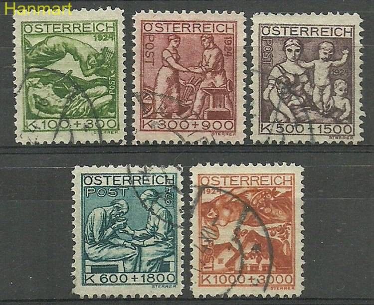 Znaczek Austria 1924 Mi 442-446b Stemplowane