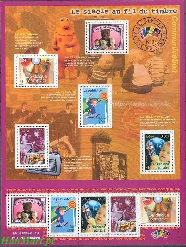 Znaczek Francja 2001 Mi ark 3512-3516 Czyste **