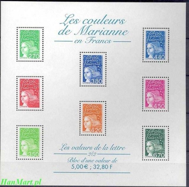 Znaczek Francja 1997 Mi ark 3225xIIa Czyste **