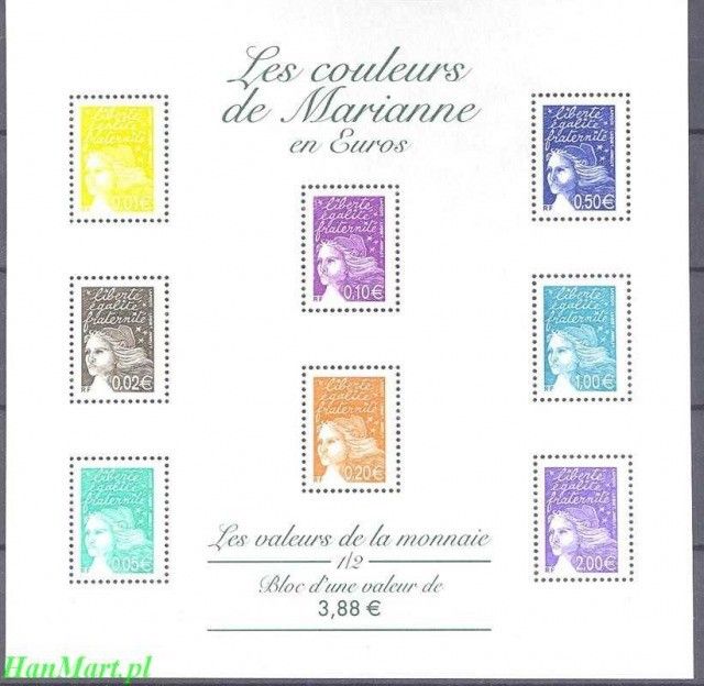 Znaczek Francja 2002 Mi ark 3579Iax Czyste **