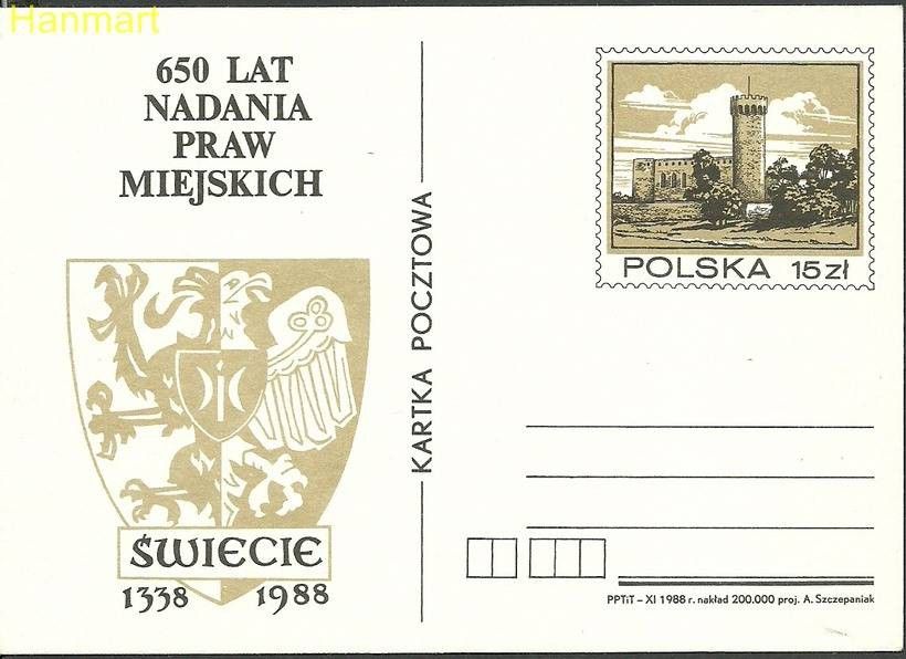 Znaczek Polska 1988 Fi Cp 988 Całostka pocztowa