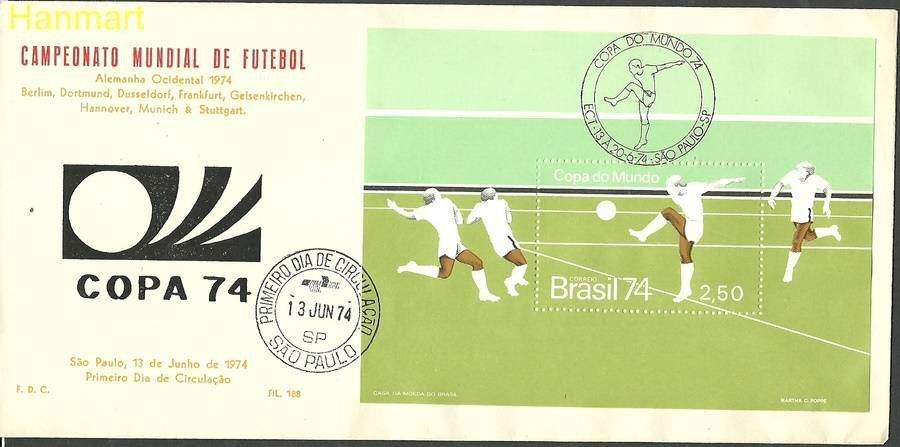 Znaczek Brazylia 1974 Mi bl34 FDC