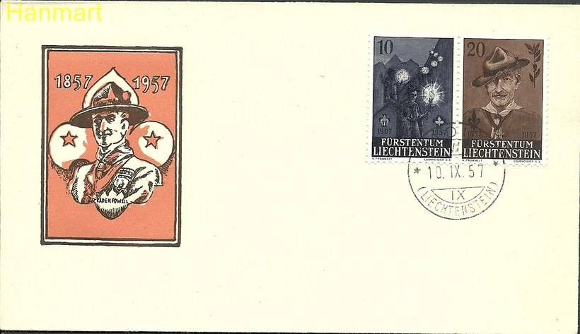 Znaczek Liechtenstein 1957 Mi 360-361 FDC