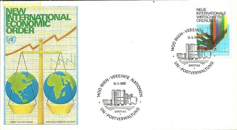 Znaczek Narody Zjednoczone Wiedeń 1980 Mi 7 FDC