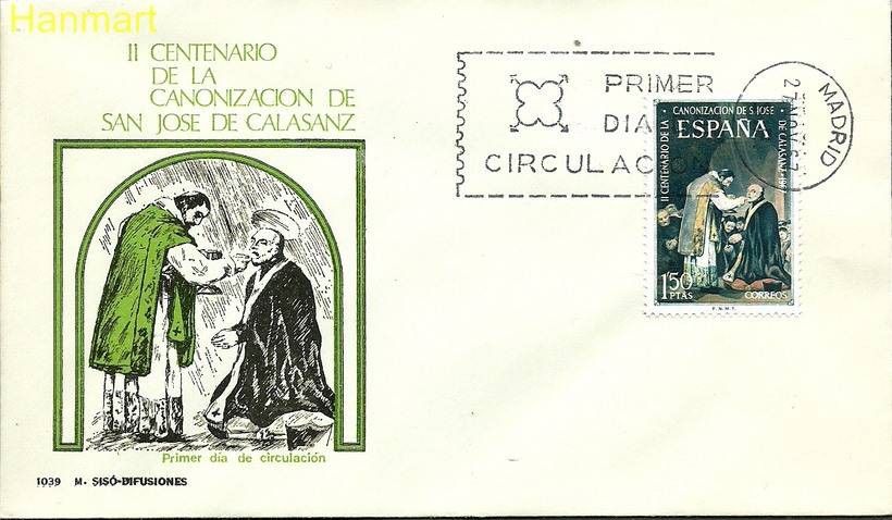 Znaczek Hiszpania 1967 Mi 1731a FDC