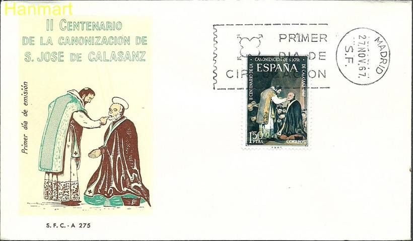 Znaczek Hiszpania 1967 Mi 1731b FDC