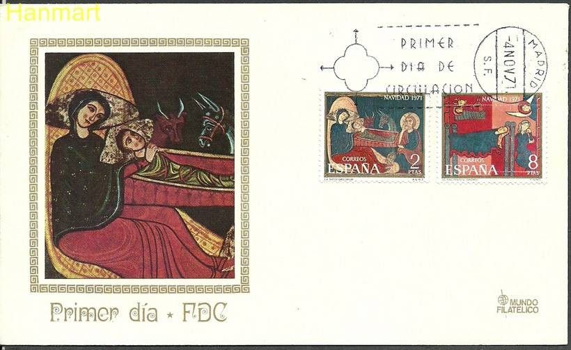 Znaczek Hiszpania 1971 Mi 1956-1957  FDC