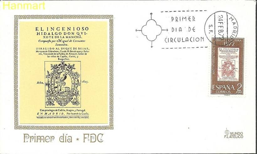 Znaczek Hiszpania 1972 Mi 1971 FDC