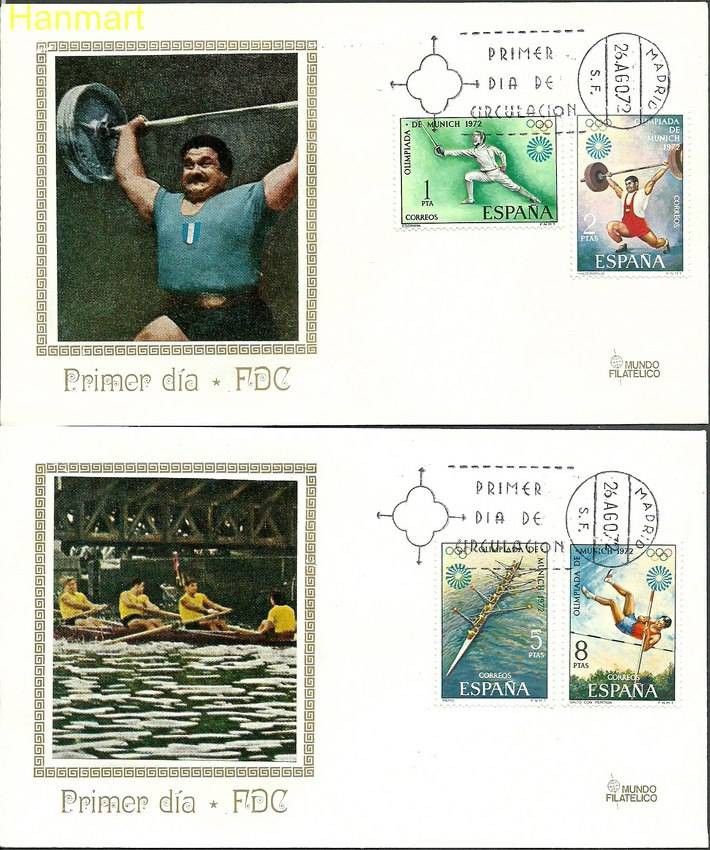 Znaczek Hiszpania 1972 Mi 1993-1996 FDC