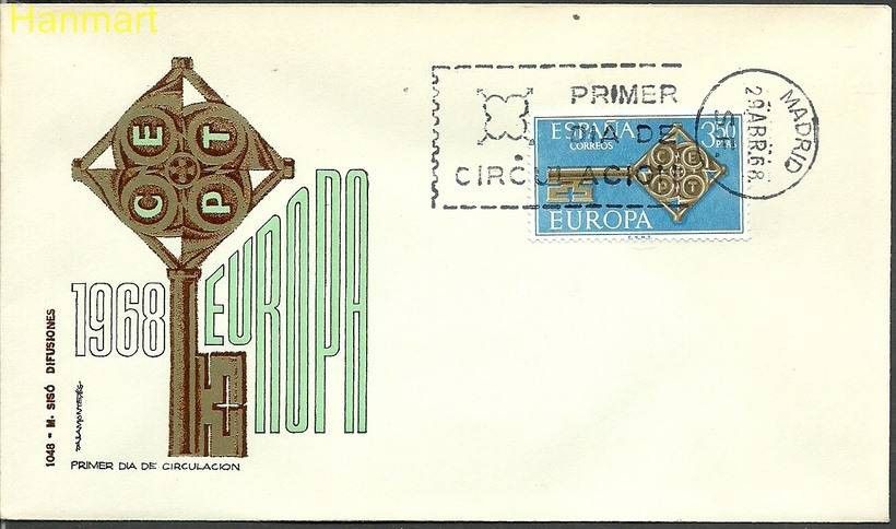 Znaczek Hiszpania 1968 Mi 1755 FDC