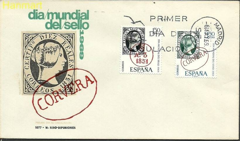 Znaczek Hiszpania 1969 Mi 1809-1810 FDC