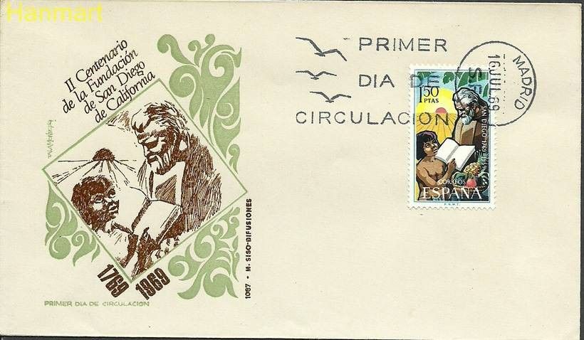 Znaczek Hiszpania 1969 Mi 1822 FDC