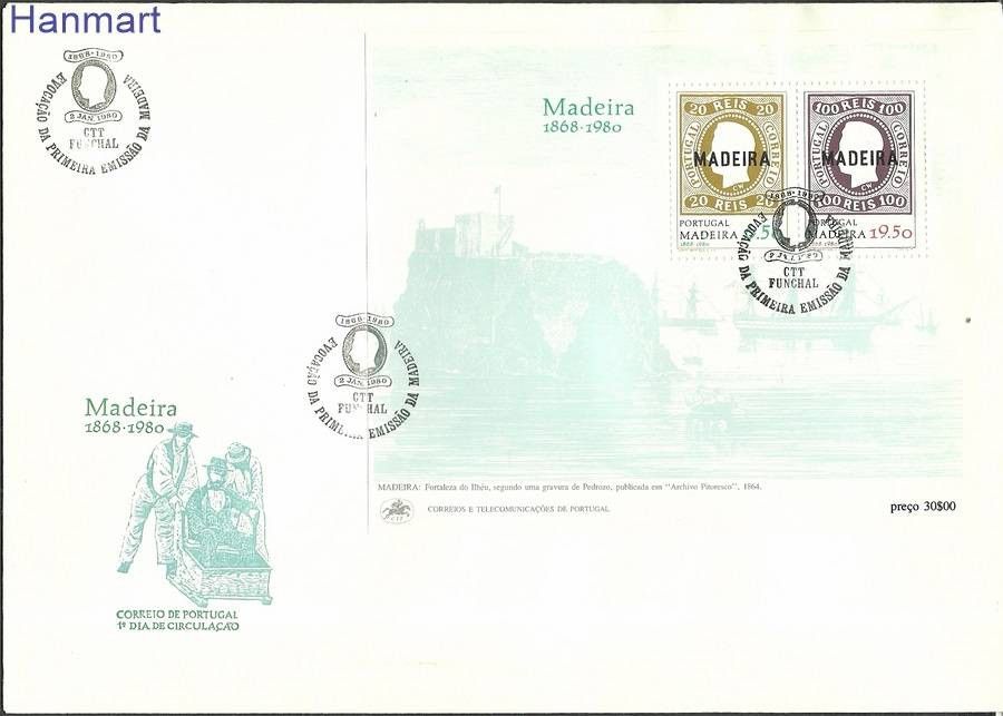 Znaczek Madera 1980 Mi bl 1 FDC