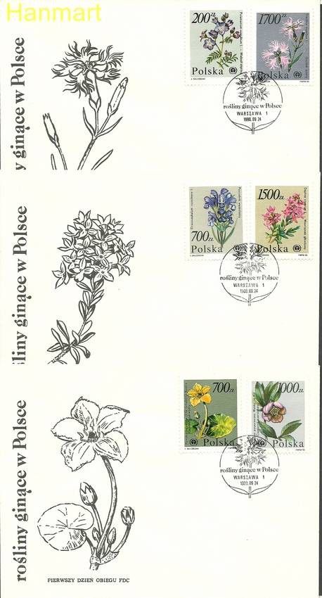 Znaczek Polska 1990 Mi 3282-3287 Fi 3134-3139 FDC