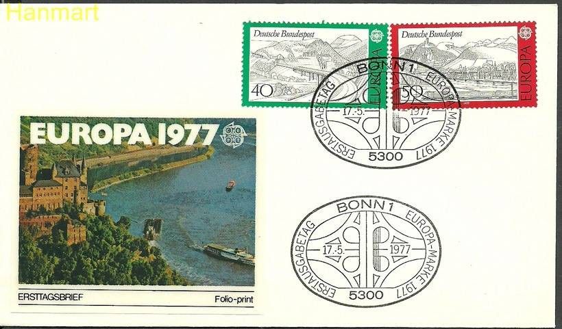 Znaczek Niemcy 1977 Mi 934-935b FDC