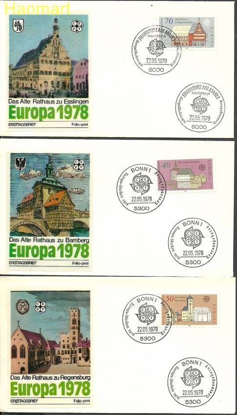 Znaczek Niemcy 1978 Mi 969-971 FDC
