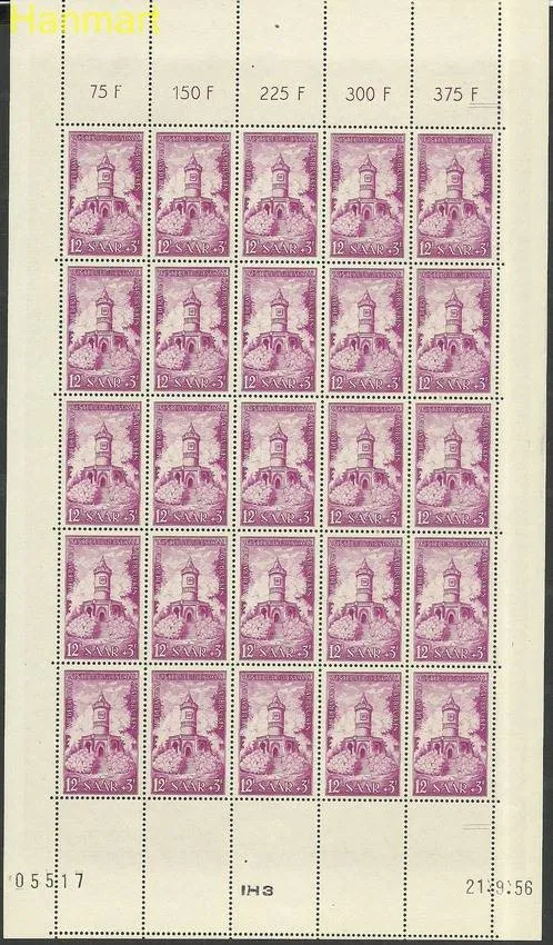 Znaczek Saara 1956 Mi ark373-375 Czyste **