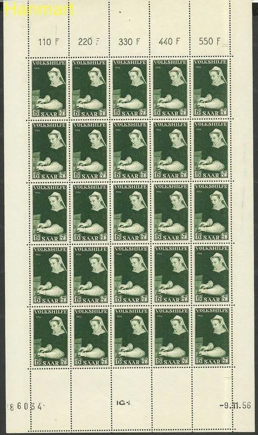 Znaczek Saara 1956 Mi ark376-378 Czyste **